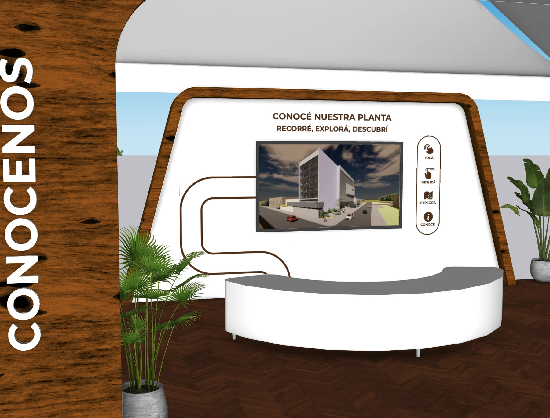 Indufar · Detalle de pantalla interactiva