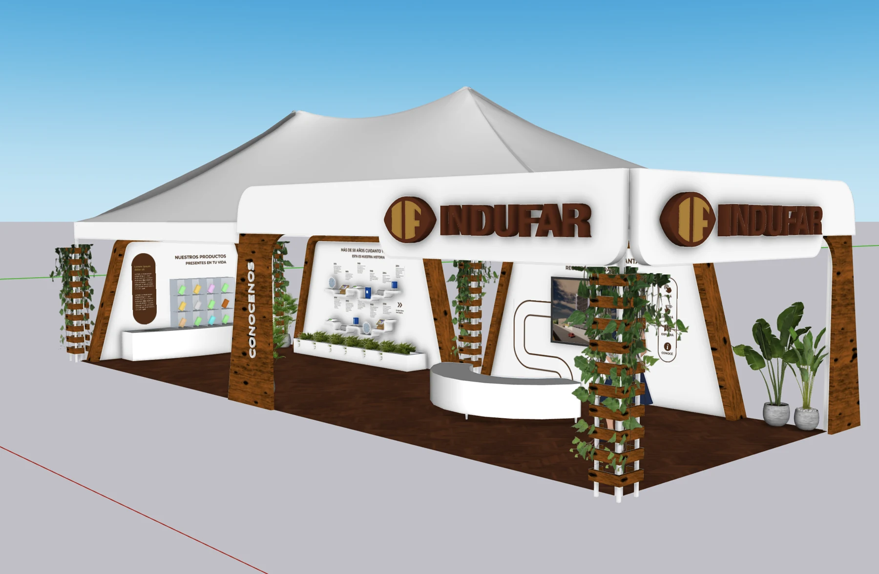 Indufar · Historia, productos y pantalla interactiva